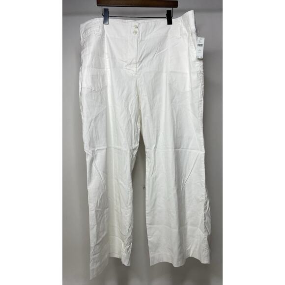 Maeve Anthropologie The Naomi Wide-Leg Flare Pants White Women's Plus 22W NWT - Picture 1 of 10